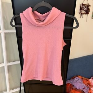 Pink Mock Neck Tank Top
